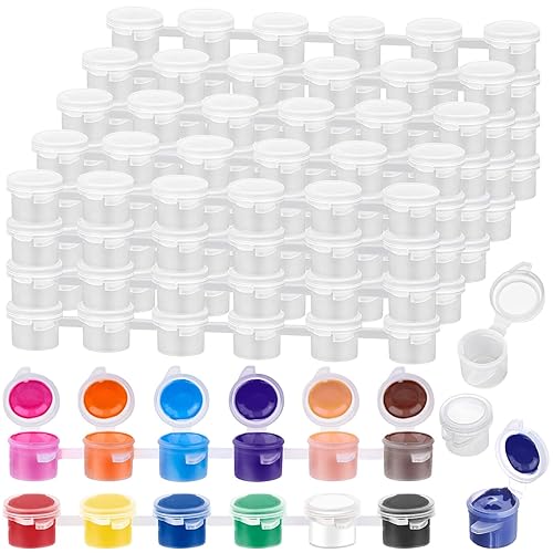 Caffox 240-Piece Empty Paint Pot  40 Strips Acrylic Mini Paint Container Strip Storage with Lid for Classrooms  School Art & Crafts 3ml/ 0.1oz - Image 2
